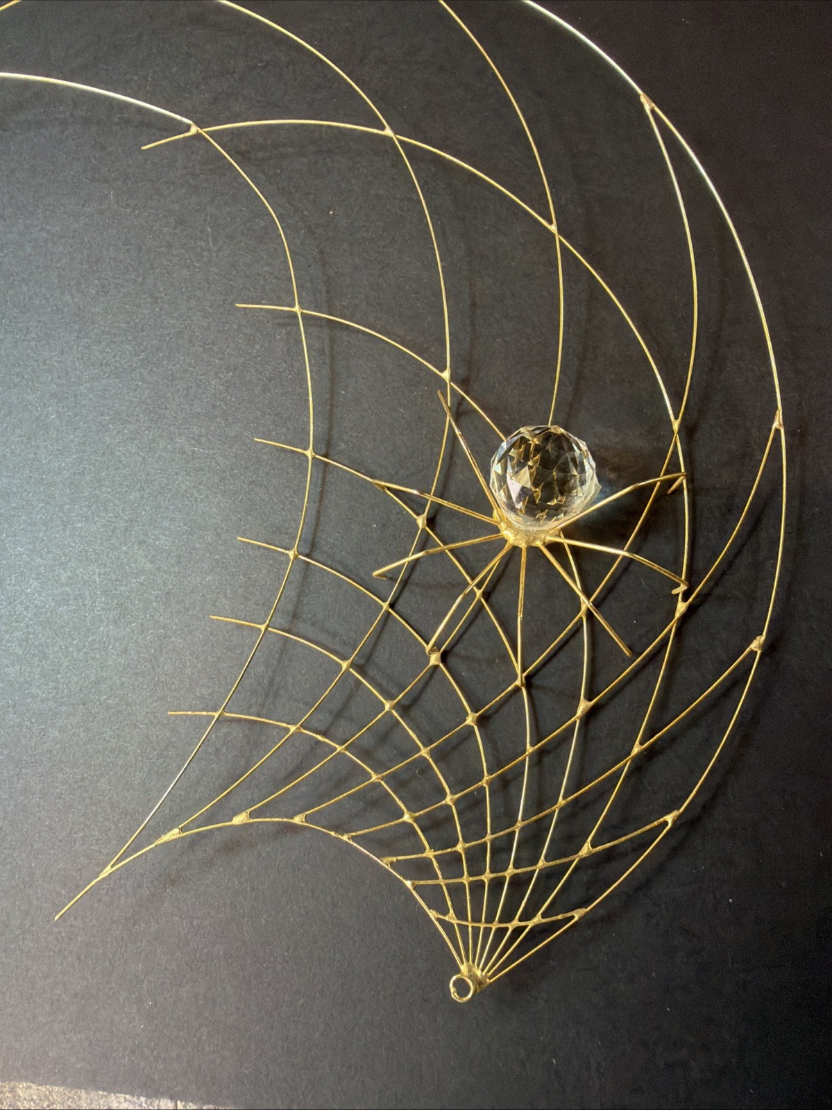 La Melodie 1980 Gold Wire Sculpture Spiderweb Abstract Faceted Crystal MCM Vtg La Melodie 1980 Gold Wire Sculpture Spiderweb Abstract Faceted Crystal MCM Vtg