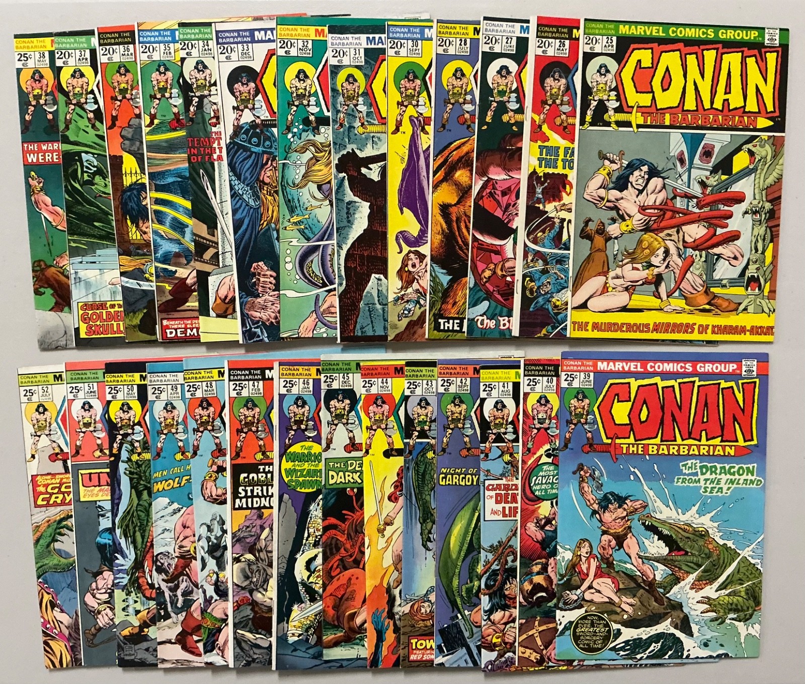 CONAN the BARBARIAN lot of 27  different #25-28, 30-52  Marvel Comics (1296)