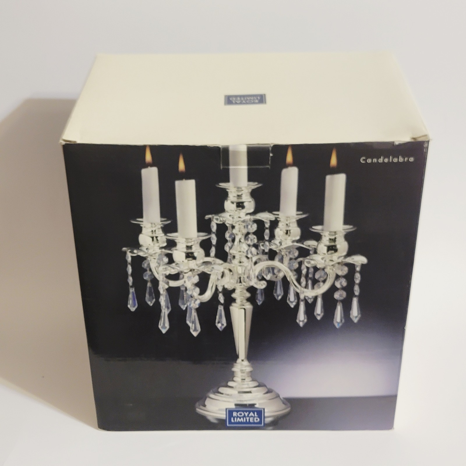 Royal Limited Lacquered Silverplated 5 Arm Candelabra Crystal Accents New In Box Royal Limited Lacquered Silverplated 5 Arm Candelabra Crystal Accents New In Box