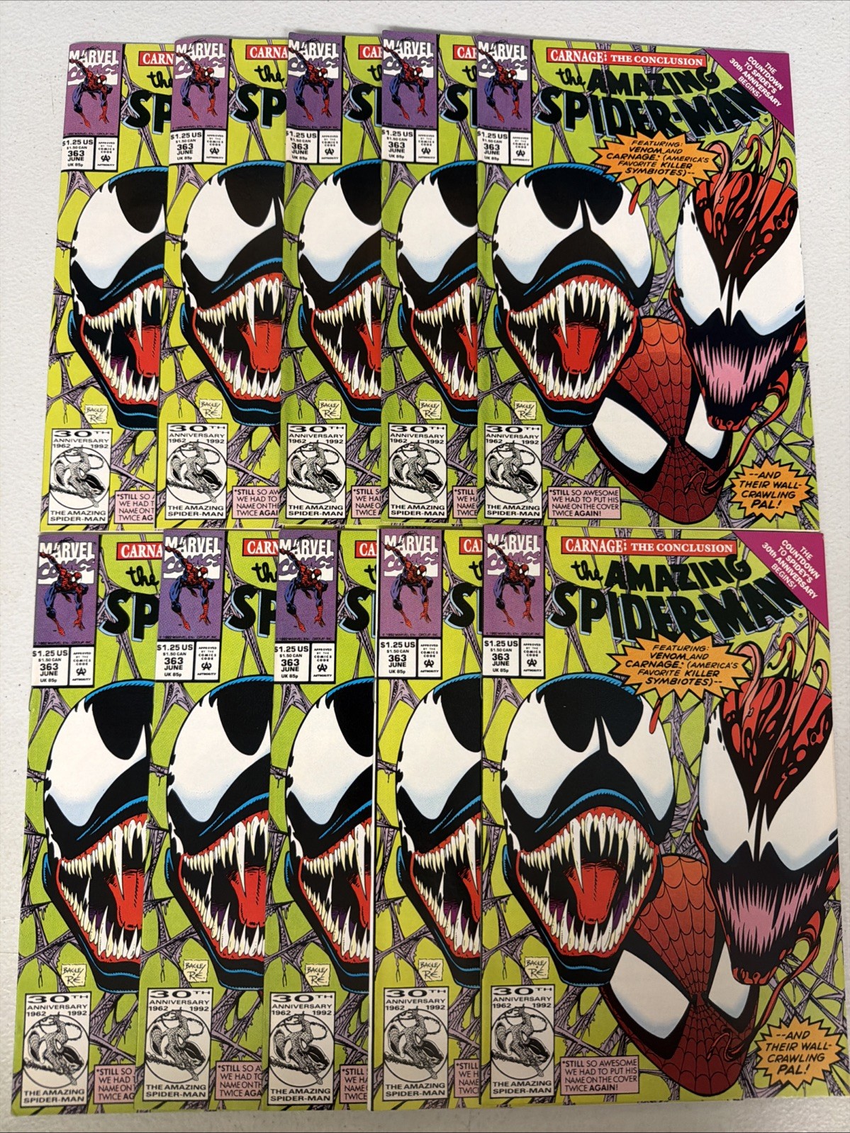 Amazing Spider-Man #363 x10 Copies 1992 Early Carnage Marvel 1st Print *Q1
