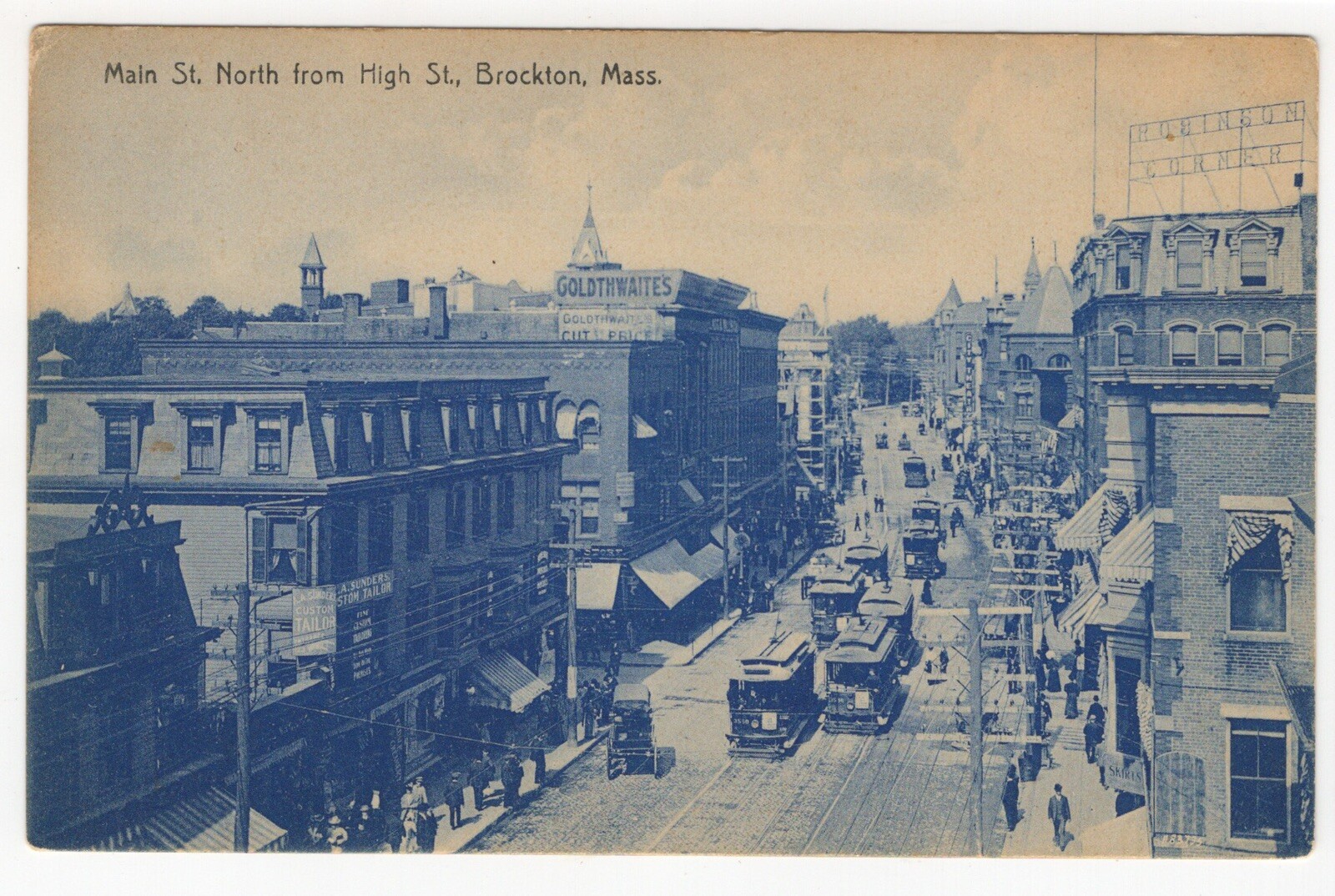 Brockton MA Vintage Photo Postcard Main Street Scene Robinson Corner Stores Brockton MA Vintage Photo Postcard Main Street Scene Robinson Corner Stores