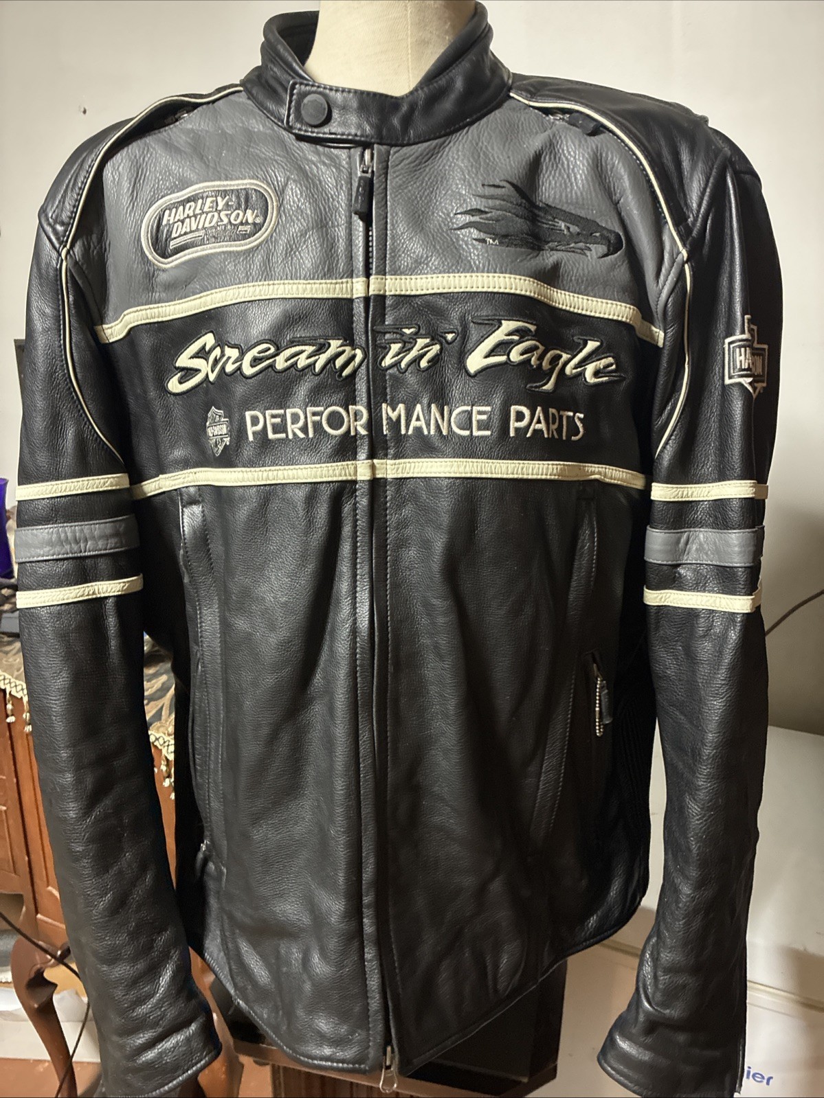 Harley-Davidson Screamin Eagle Thunder Valley Leather Jacket Men 2XL  Armor EUC
