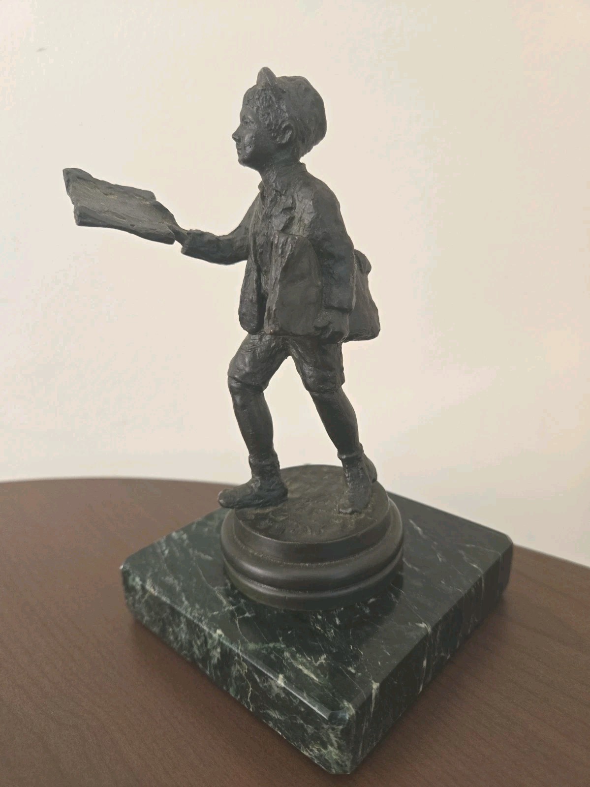 Vintage Metal Paperboy Figurine Sculpture Newsboy on Marble Base Collectible Vintage Metal Paperboy Figurine Sculpture Newsboy on Marble Base Collectible