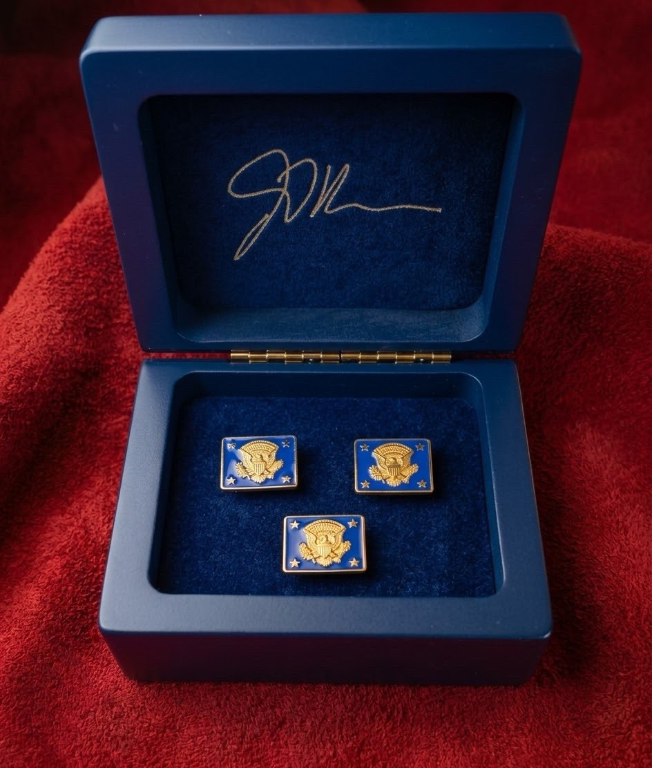 Rare Authentic Vice President JD Vance VIP White House Seal Pin & Cufflinks Set Rare Authentic Vice President JD Vance VIP White House Seal Pin & Cufflinks Set