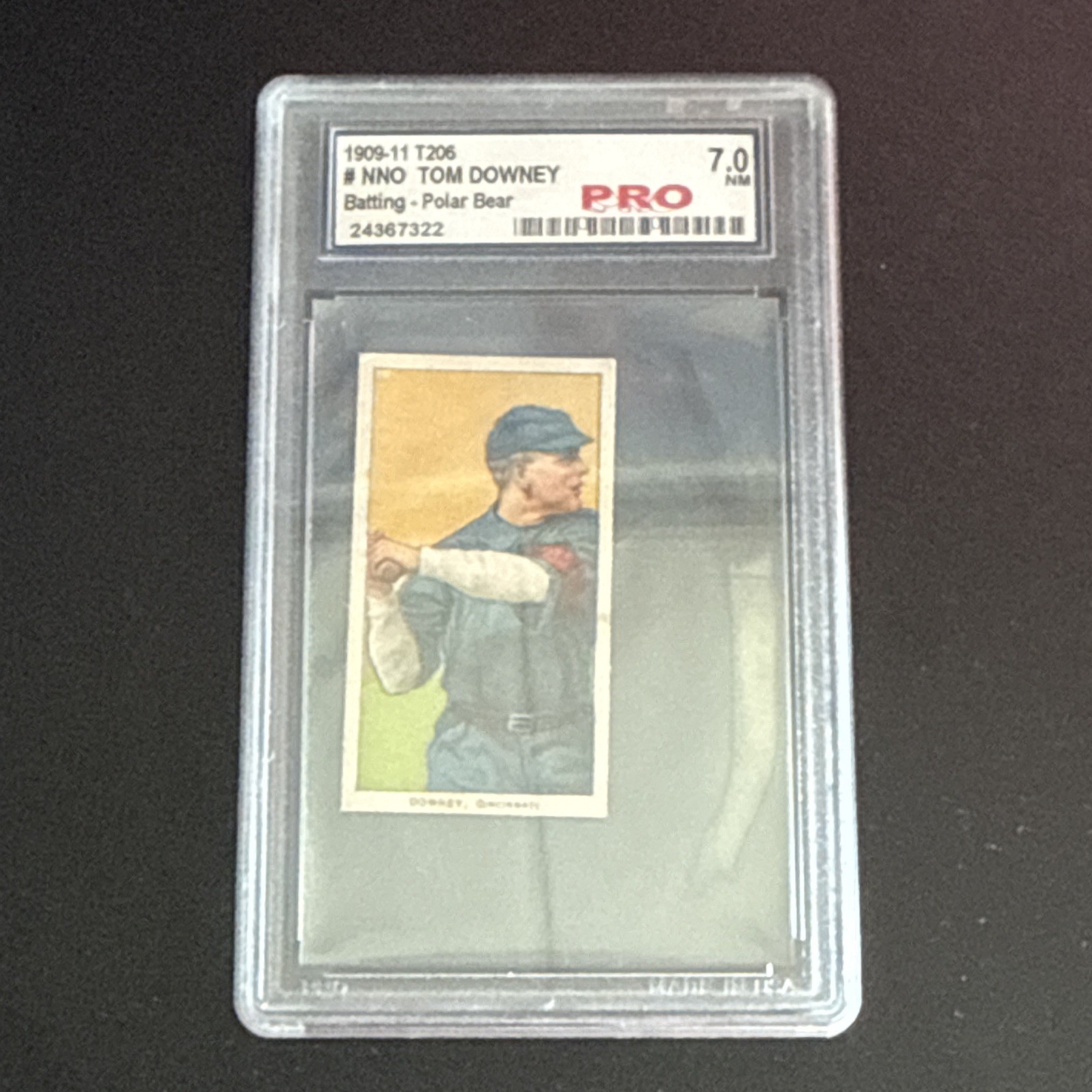 1909-11 T206 Tom Downey Batting Polar Bear Back PRO 7.0 Tobacco Card