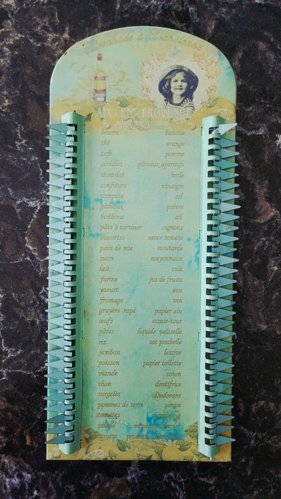 Antique Style French Large Metal Shopping List Reminder w/ Tabs by Peacock Park 