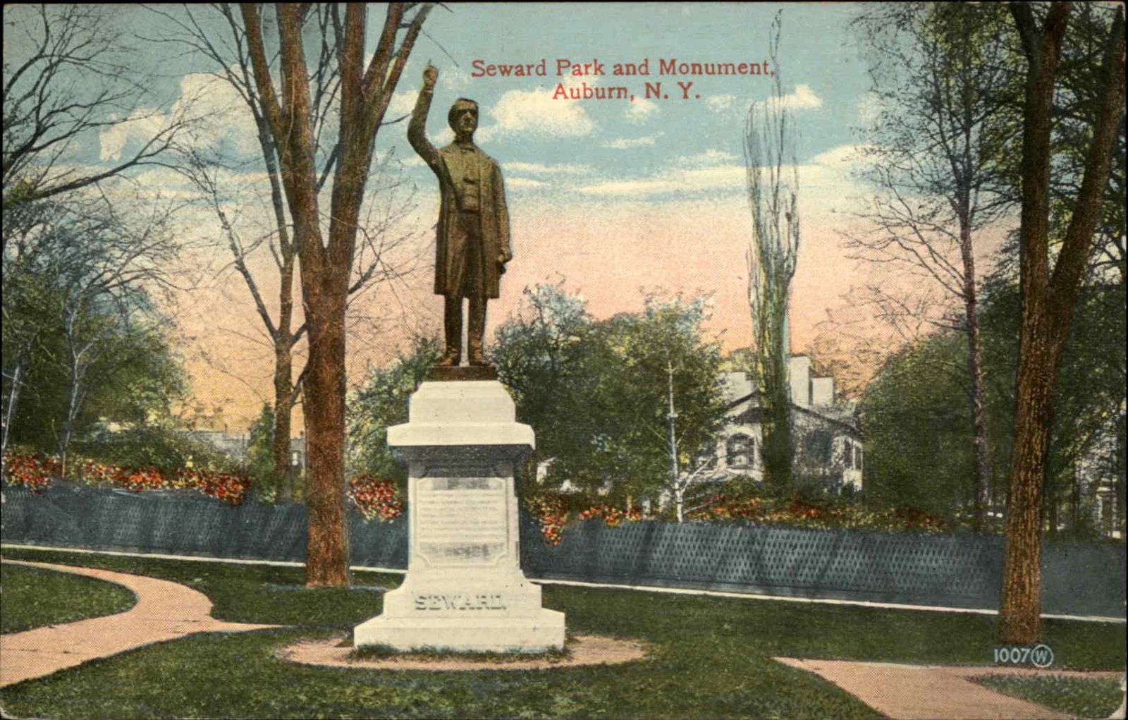 Auburn New York NY Seward Park & Monument c1900s-20s Postcard