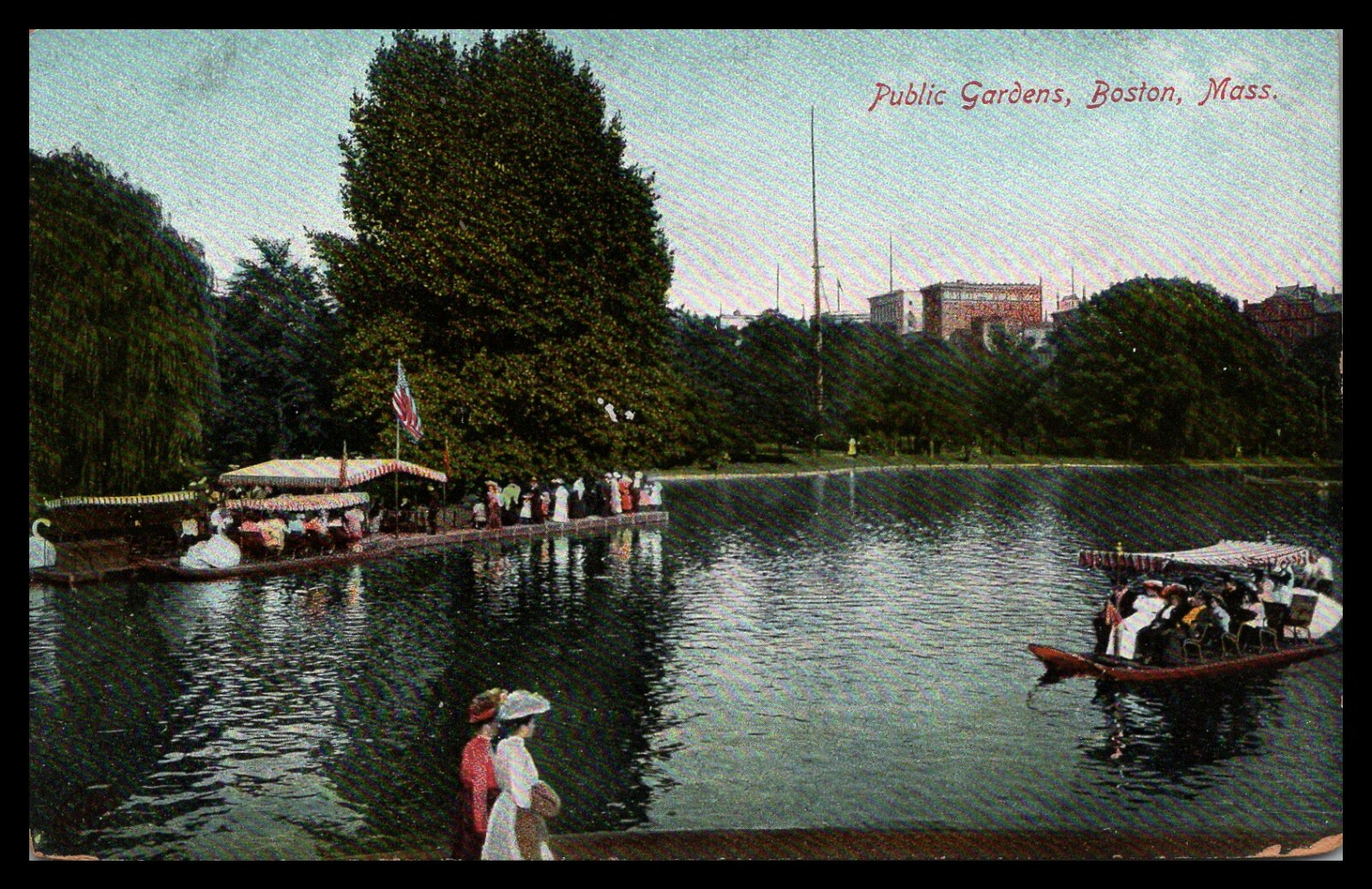 Rare View, BOSTON MASSACHUSETTS, PUBLIC GARDEN, SWAN POND, Robbins Bros, 1907-12
