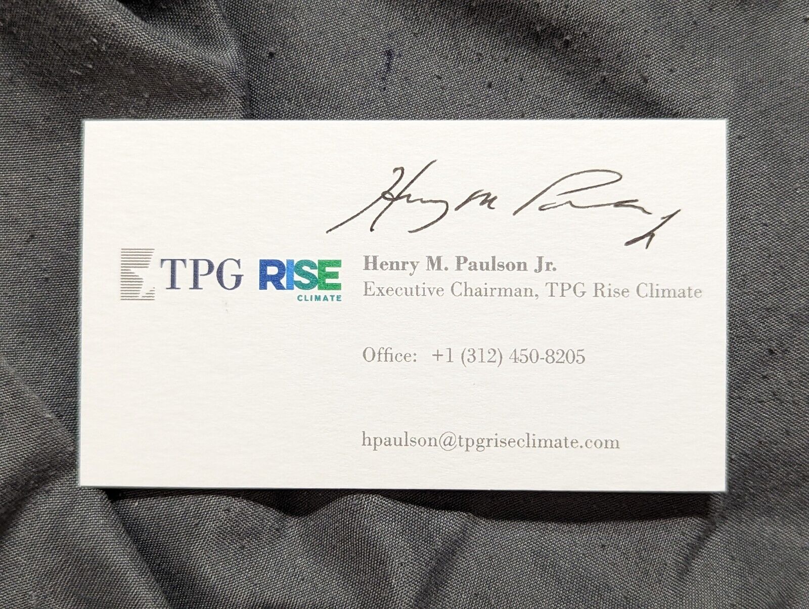 Henry Paulson Autograph Signed Business Card Secretary of the Treasury 💰