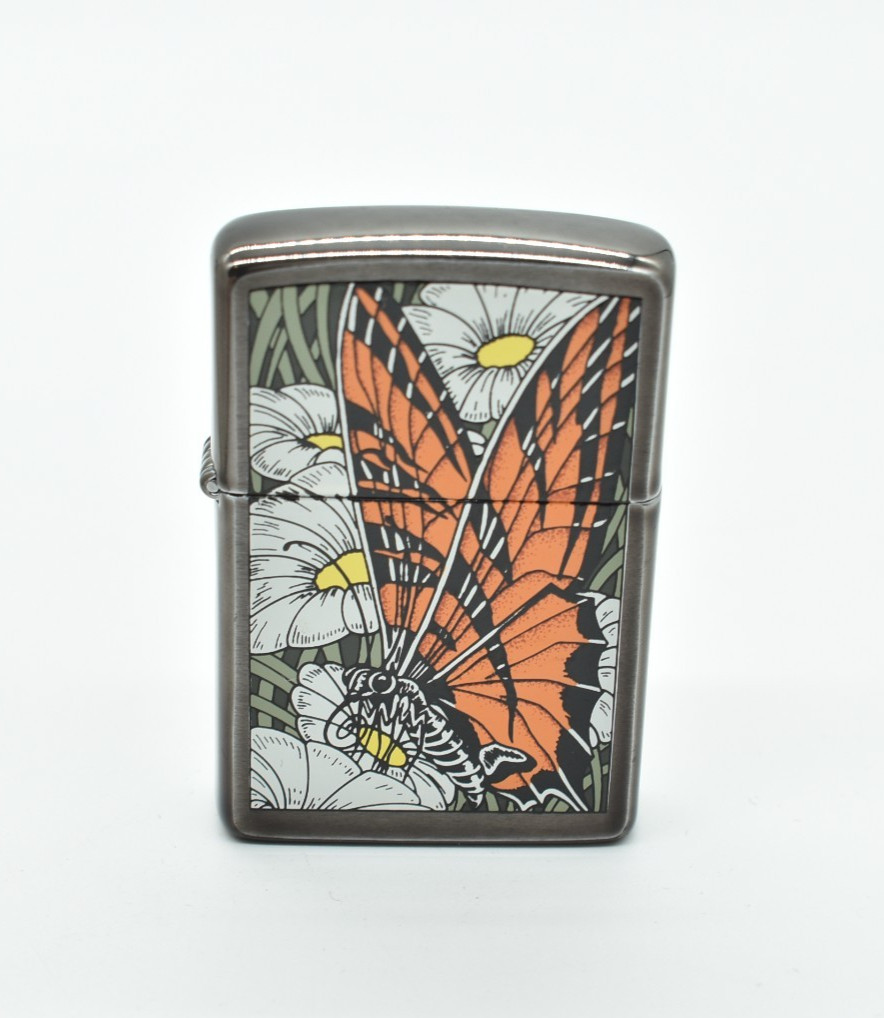 Zippo - BARRETT SMYTHE, BUTTERFLY, Sept 1993, Midnight Chrome, NEW, Backyard Zippo - BARRETT SMYTHE, BUTTERFLY, Sept 1993, Midnight Chrome, NEW, Backyard