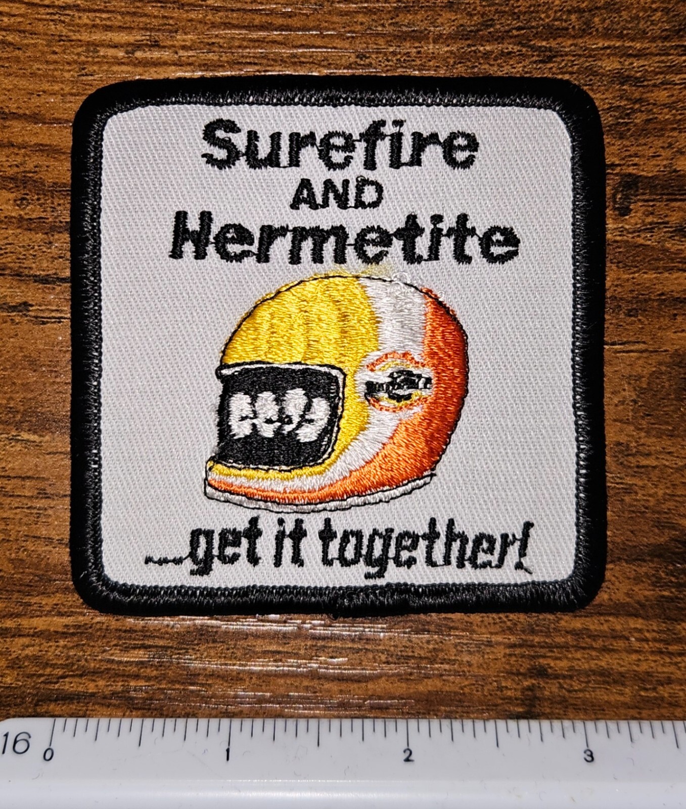 Surefire & Hermetite Vintage Auto Rave Helmet Company Logo Patch Surefire & Hermetite Vintage Auto Rave Helmet Company Logo Patch