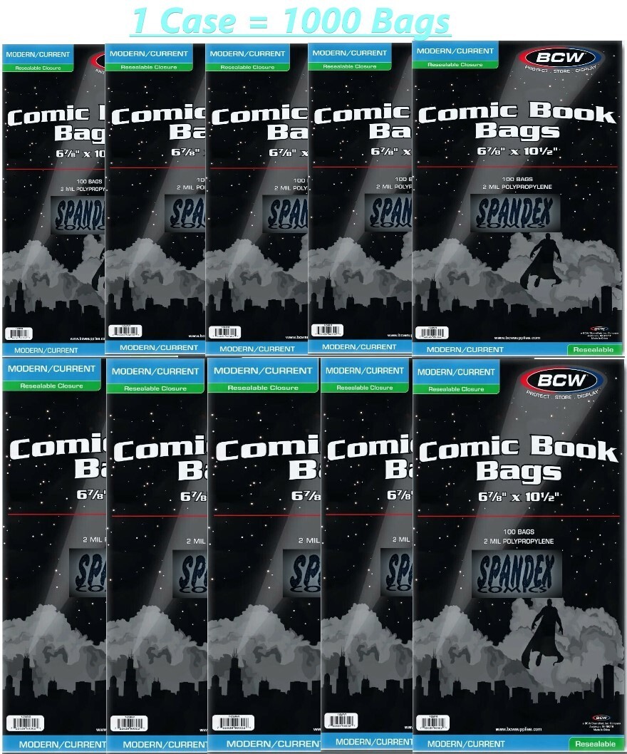 1000 (Case) BCW Current Modern Resealable 2-Mil Polypropylene Comic Book Bags 1000 (Case) BCW Current Modern Resealable 2-Mil Polypropylene Comic Book Bags