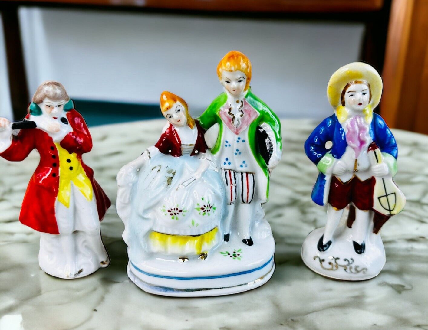 3 vtg porcelain Victorian figuriens Japan 3 vtg porcelain Victorian figuriens Japan