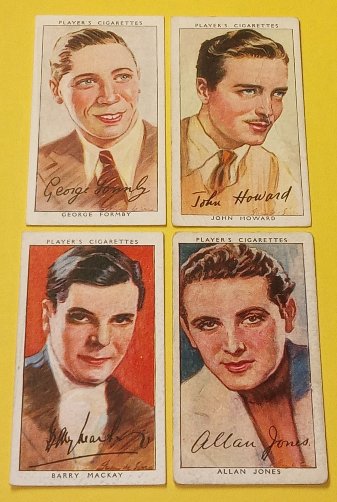 1938 Player's Cigarettes Film Stars George Formby John Howard Barry Mackay Jones 1938 Player's Cigarettes Film Stars George Formby John Howard Barry Mackay Jones