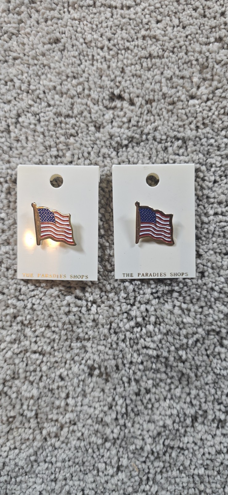 Vintage American Flag Lapel Pins Lot of 2 New Paradies Shops USA Patriotic... Vintage American Flag Lapel Pins Lot of 2 New Paradies Shops USA Patriotic...