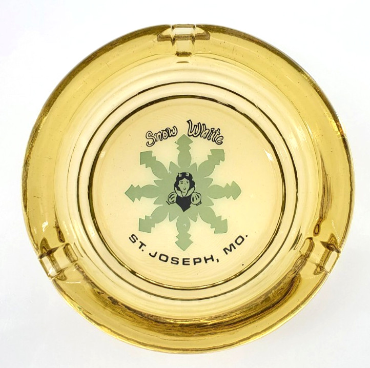 Vintage Glass Marketing Ashtray / Snow White Drive-In / St. Joseph Missouri MO Vintage Glass Marketing Ashtray / Snow White Drive-In / St. Joseph Missouri MO