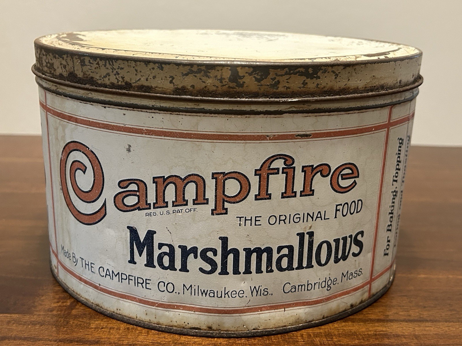 Antique Vintage Campfire Marshmallows 5lb Tin Milwaukee, Wi Cambridge, Mass Antique Vintage Campfire Marshmallows 5lb Tin Milwaukee, Wi Cambridge, Mass