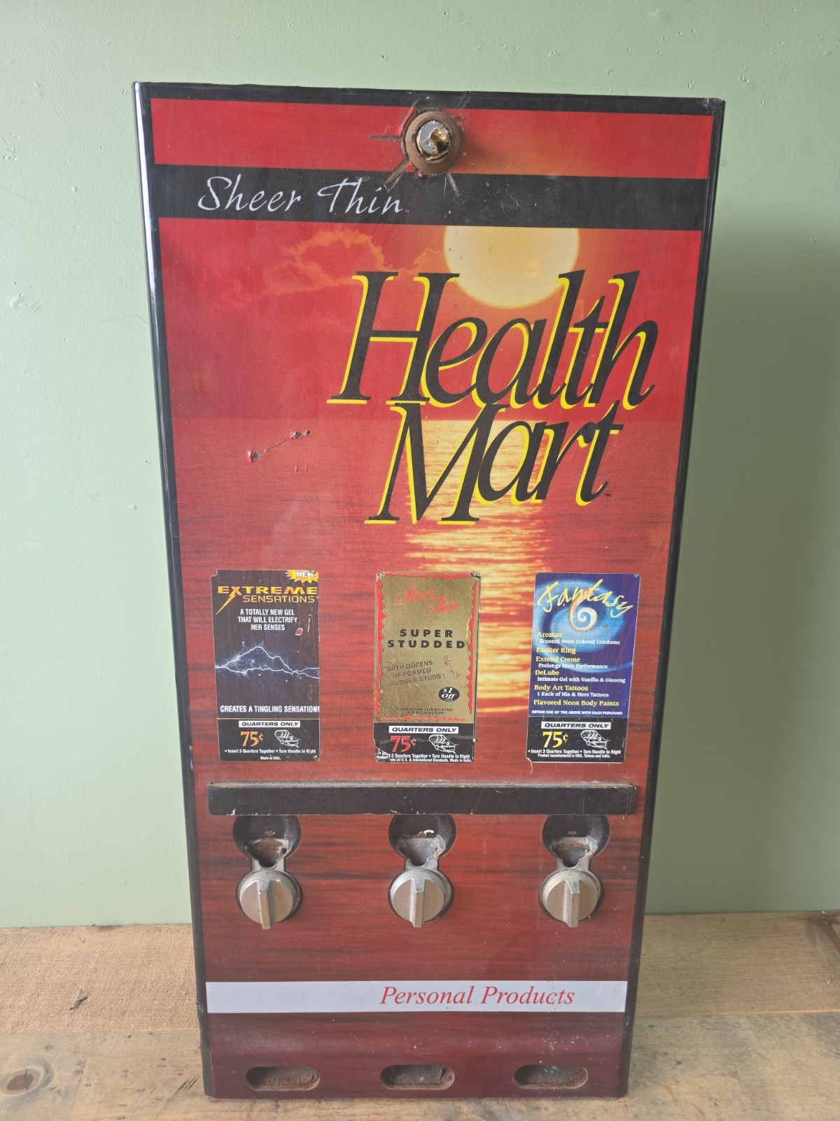 Vintage HEALTH MART 80s CONDOM NOVELTY VENDING MACHINE Wall Mounted Vintage HEALTH MART 80s CONDOM NOVELTY VENDING MACHINE Wall Mounted