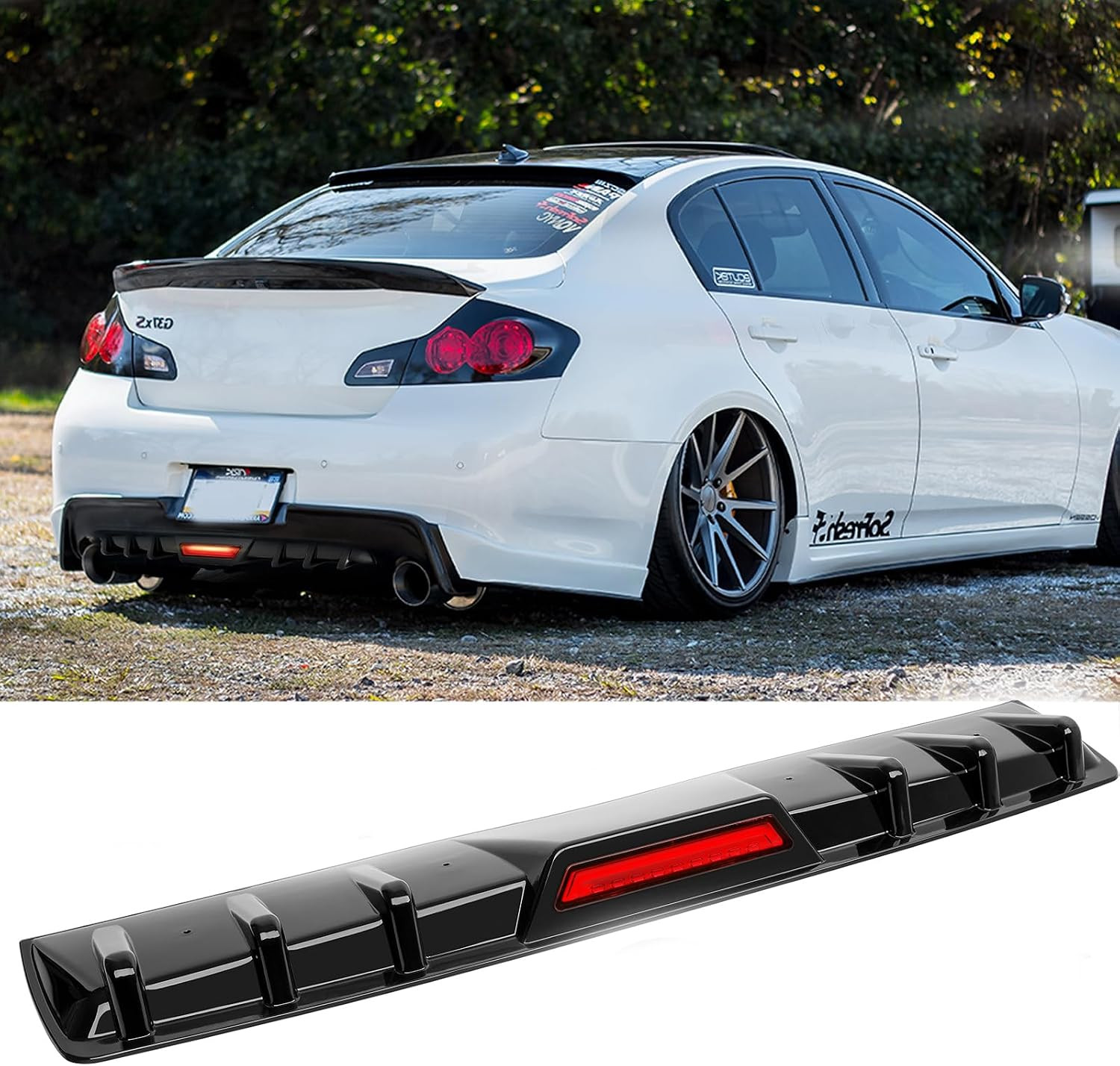 Black Universal Rear Bumper Diffuser Shark Fin Bumper Lip Splitter Spoiler with