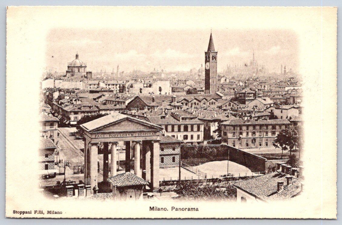 Antique Italian Postcard MILANO Panorama Stoppani F.lli 1900s Antique Italian Postcard MILANO Panorama Stoppani F.lli 1900s