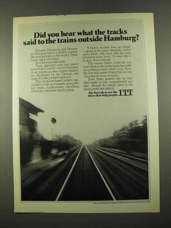 1975 ITT Ad - Tracks Said to Trains Outside Hamburg?