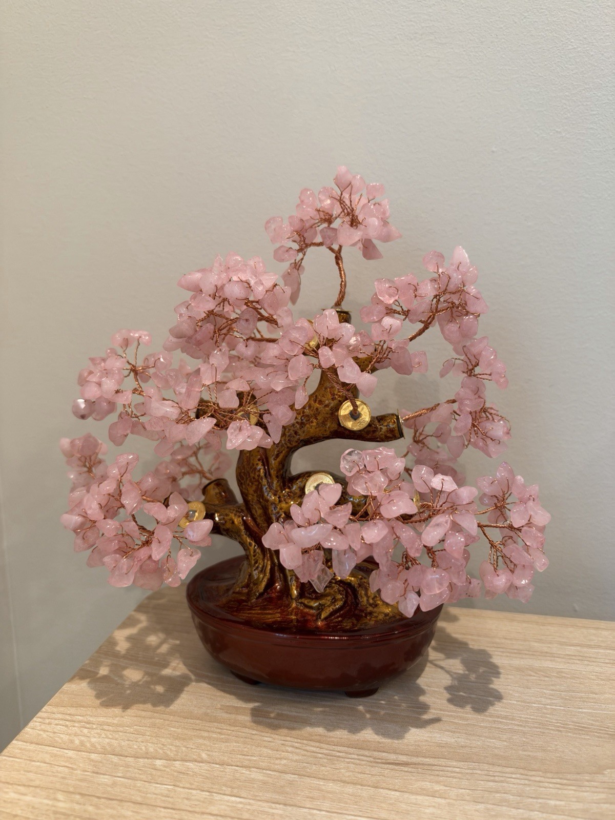 Natural Rose Pink Quartz Crystal Feng Shui Money Tree