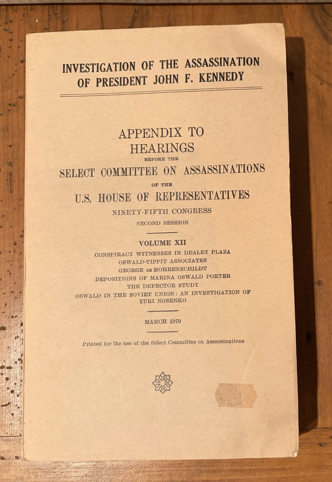 HSCA Investigation into Assassination of JFK - Appendix to Hearings, Vol. 12