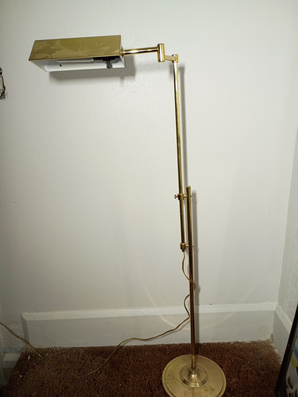 Floor Lamp Koch & Lowy style Brass Finish Adjustable Pharmacy Reading Lamp Vtg