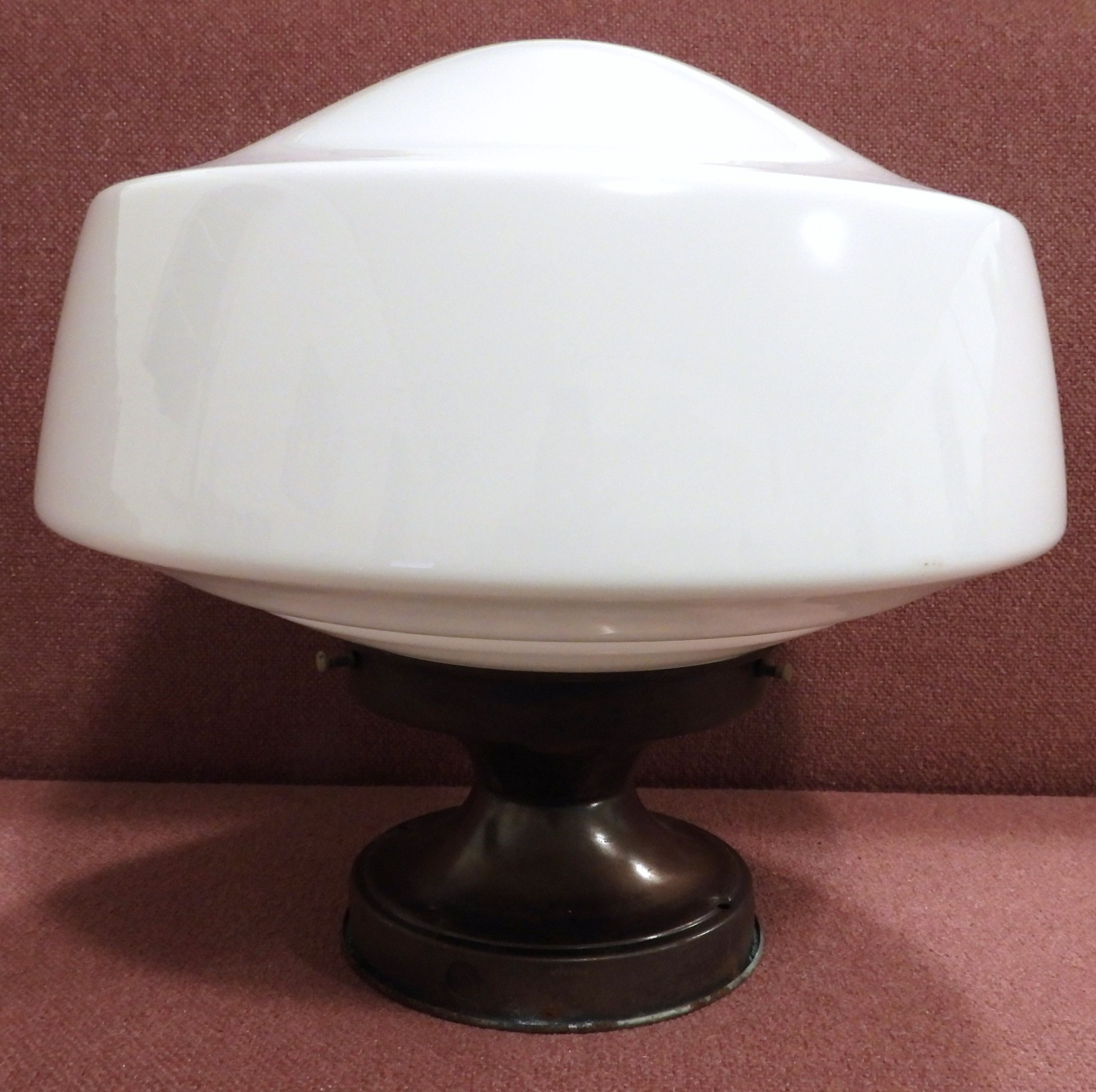 Very Large Schoolhouse Milk Glass Ceiling Light SHADE with Fixture 6\