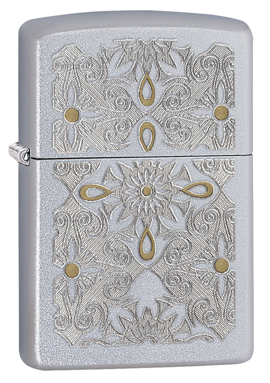 Zippo Windproof Satin Chrome Lighter, Classical Curve, 28457, New In Box Zippo Windproof Satin Chrome Lighter, Classical Curve, 28457, New In Box