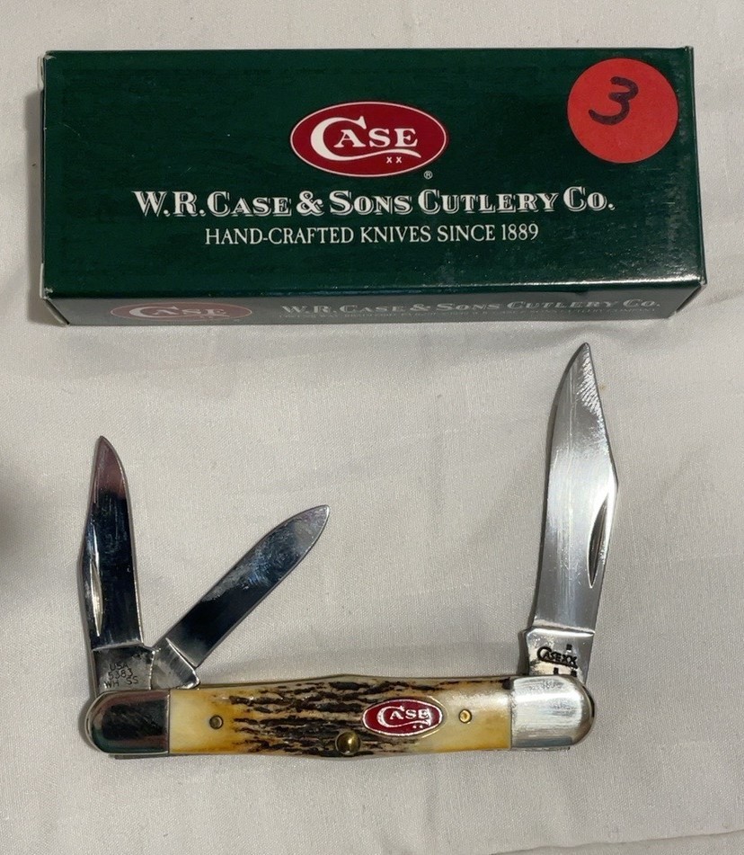 2007 Case XX 06682 5383WH SS Stag Whittler 3 Blade Pocket Knife NIB USA