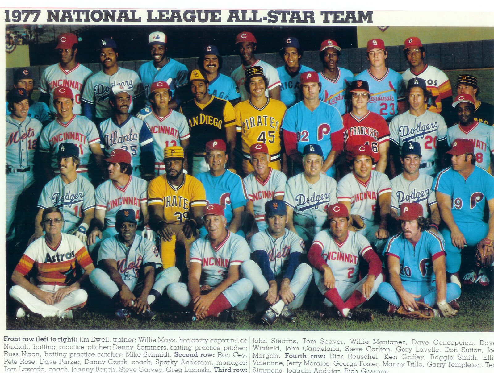 1977 ALL STAR TEAM NATIONAL LEAGUE 8X10 PHOTO MAYS ROSE SEAVER BASEBALL SUTTON