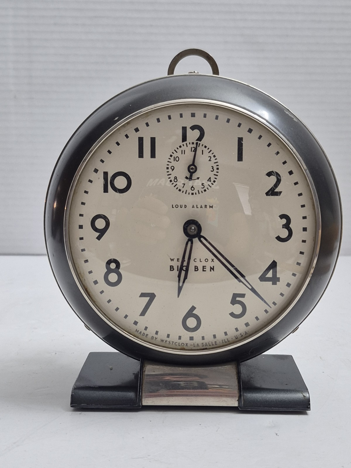 Westclox Big Ben Loud Alarm VTG 1940s Clock Art Deco Black Style 5 Wind Up Works