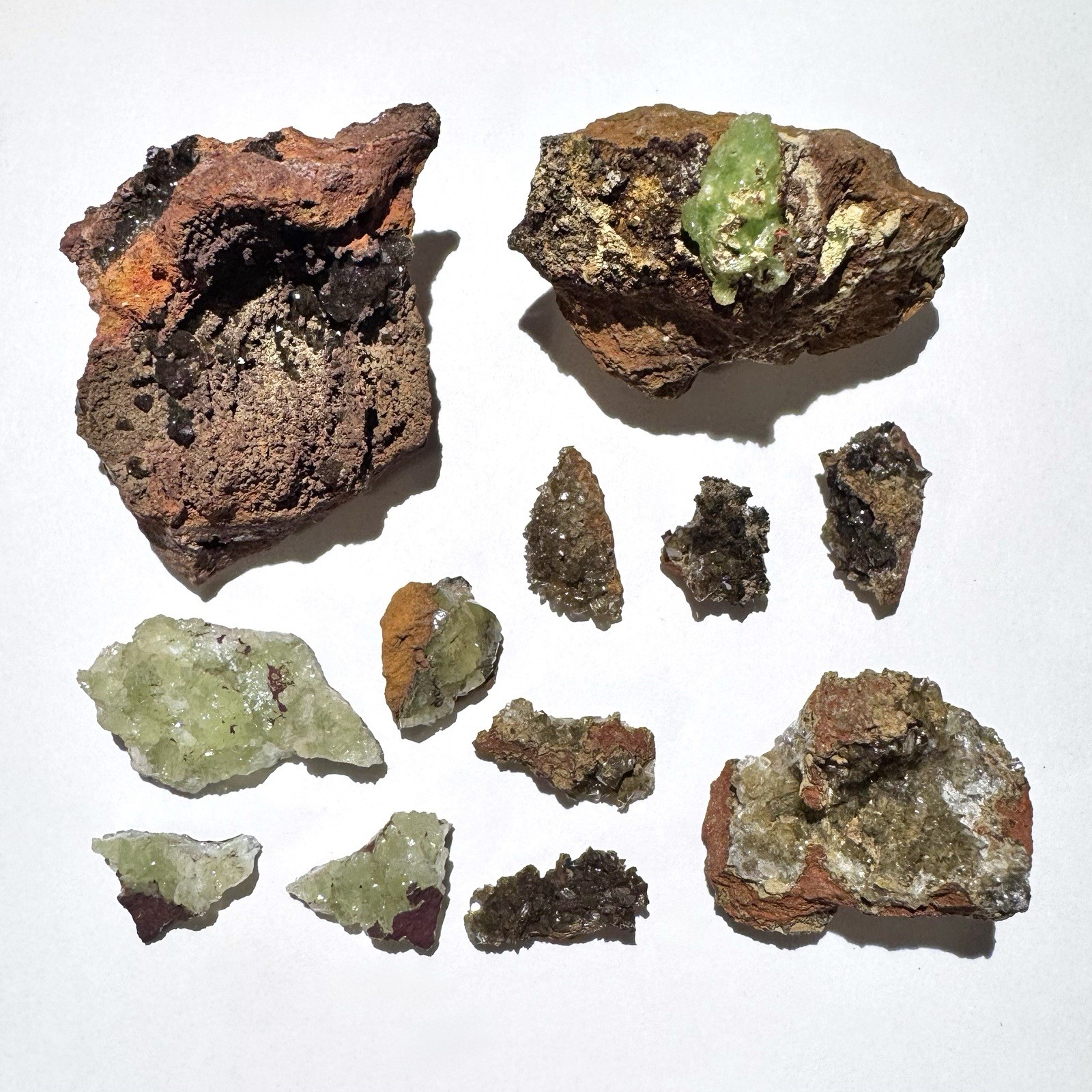 12pc Lot Adamite Crystal Cluster Set 81g Mineral Set - Ojuela Mine, Mexico