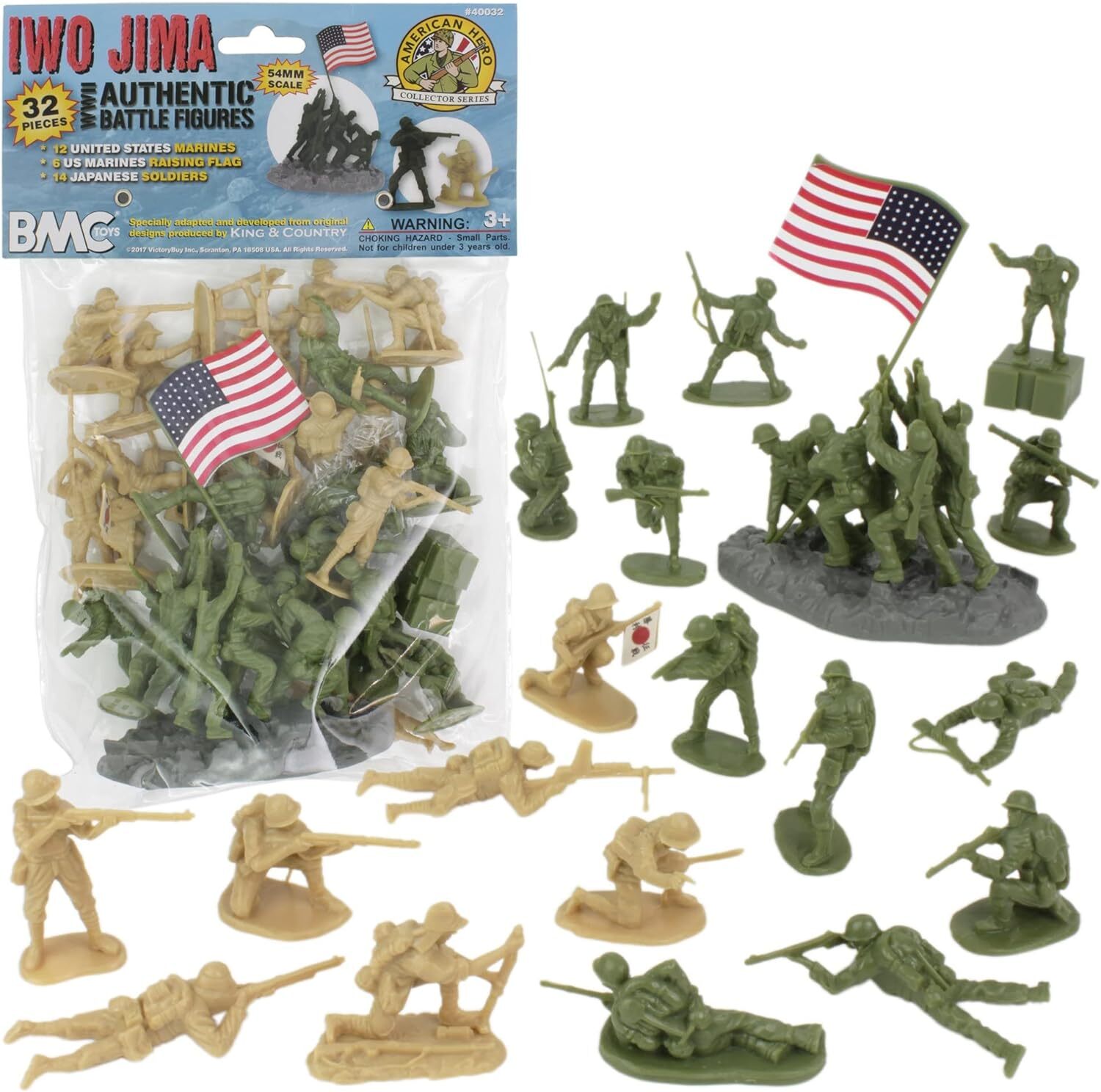 BMC WW2 Iwo Jima Plastic Army Men - 32 American and Japanese Olive Drab / Tan BMC WW2 Iwo Jima Plastic Army Men - 32 American and Japanese Olive Drab / Tan