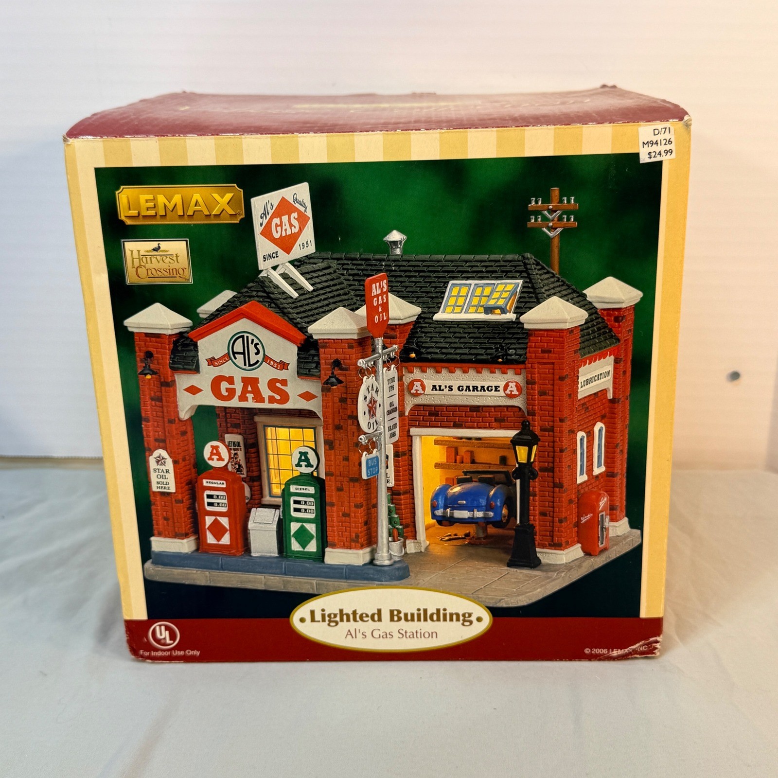 Lemax Village Collection Al\'s Gas Station Lighted Building 65366 Village House