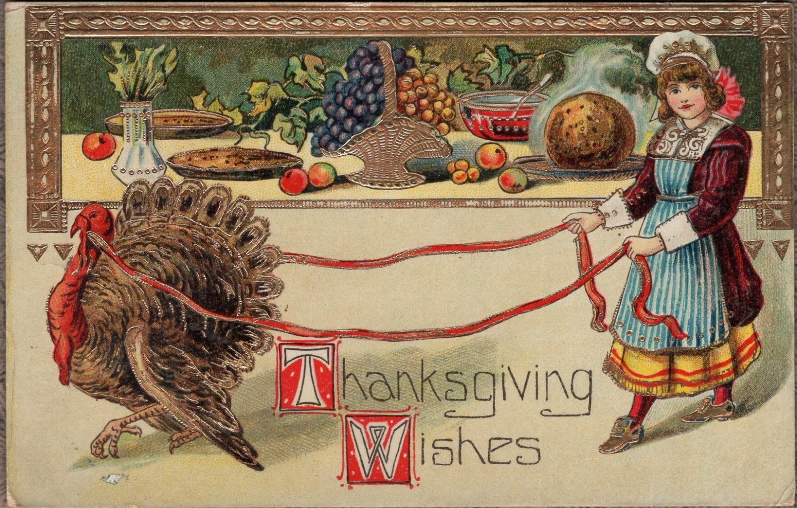 Thanksgiving Wishes Embossed Postcard 1911 North Yakima Cancellation Thanksgiving Wishes Embossed Postcard 1911 North Yakima Cancellation