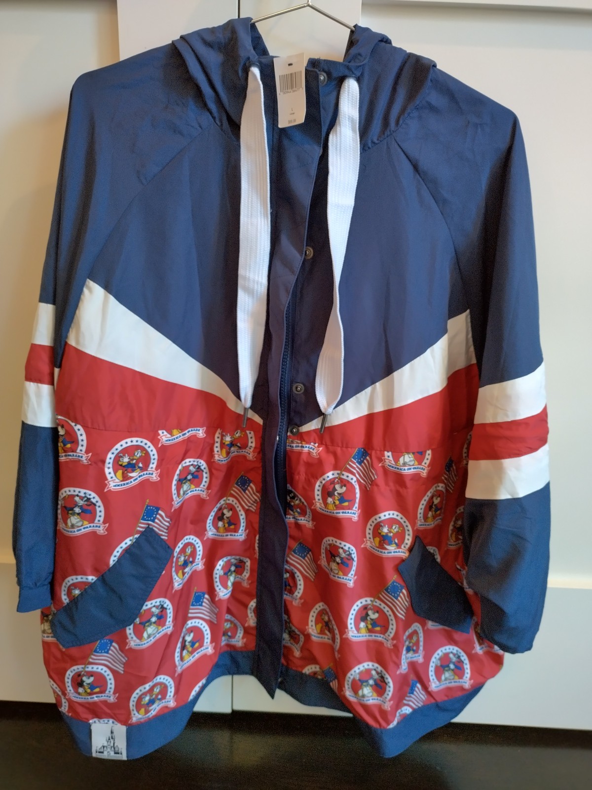 Disney 50th Anniversary Retro Vault Flag Windbreaker Jacket Size L Large New