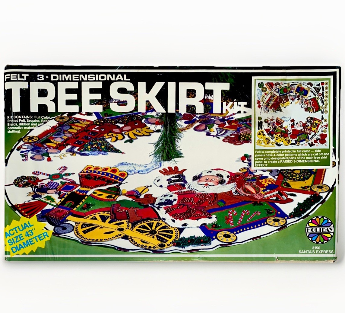 Vtg 70’s Christmas Sequin & Felt Tree Skirt Kit SANTA'S EXPRESS Holiday Industry Vtg 70’s Christmas Sequin & Felt Tree Skirt Kit SANTA'S EXPRESS Holiday Industry