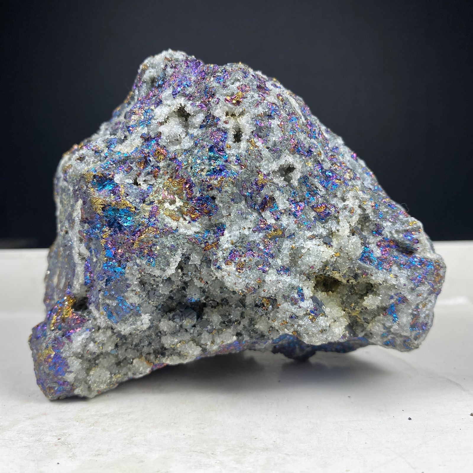 724GR Stuning Sphalerite Iridescent Chalcopyrite  Quartz Cluster Specimen