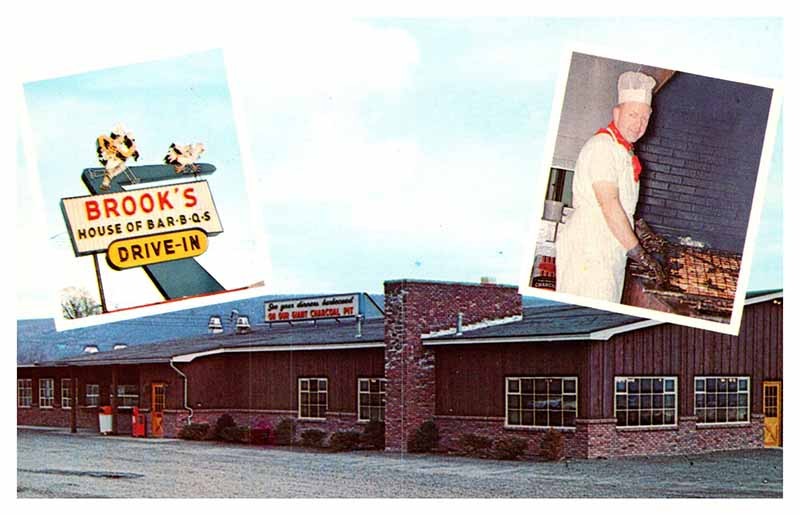 Oneonta NY postcard BROOKS HOUSE OF BAR-B-Q'S DRIVE-IN RESTAURANT s/06 AQ1581 Oneonta NY postcard BROOKS HOUSE OF BAR-B-Q'S DRIVE-IN RESTAURANT s/06 AQ1581
