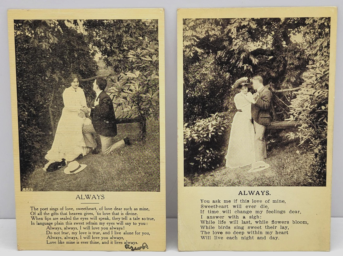 Always Love Poem Romance Courtship Couples 1907 Set of 2 Antique Postcards Always Love Poem Romance Courtship Couples 1907 Set of 2 Antique Postcards