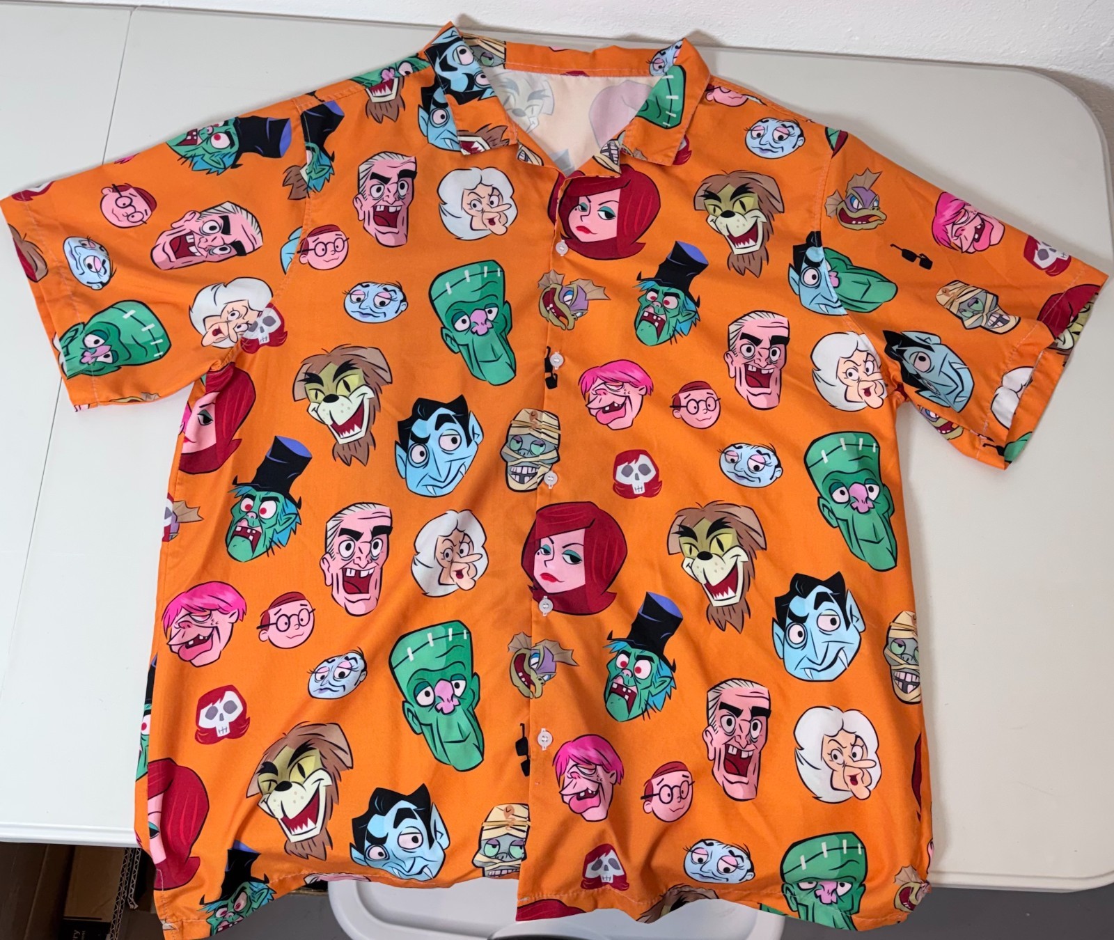 Mad Monster Party Shirt Mens XL Orange All Over Print Rankin Bass Horror Cartoon Mad Monster Party Shirt Mens XL Orange All Over Print Rankin Bass Horror Cartoon