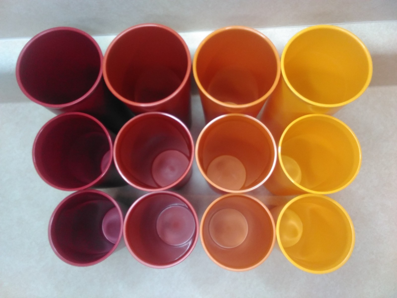 Set of 12 Cups Vintage Tupperware Tumblers #107 115 116 Harvest Colors Stackable Set of 12 Cups Vintage Tupperware Tumblers #107 115 116 Harvest Colors Stackable