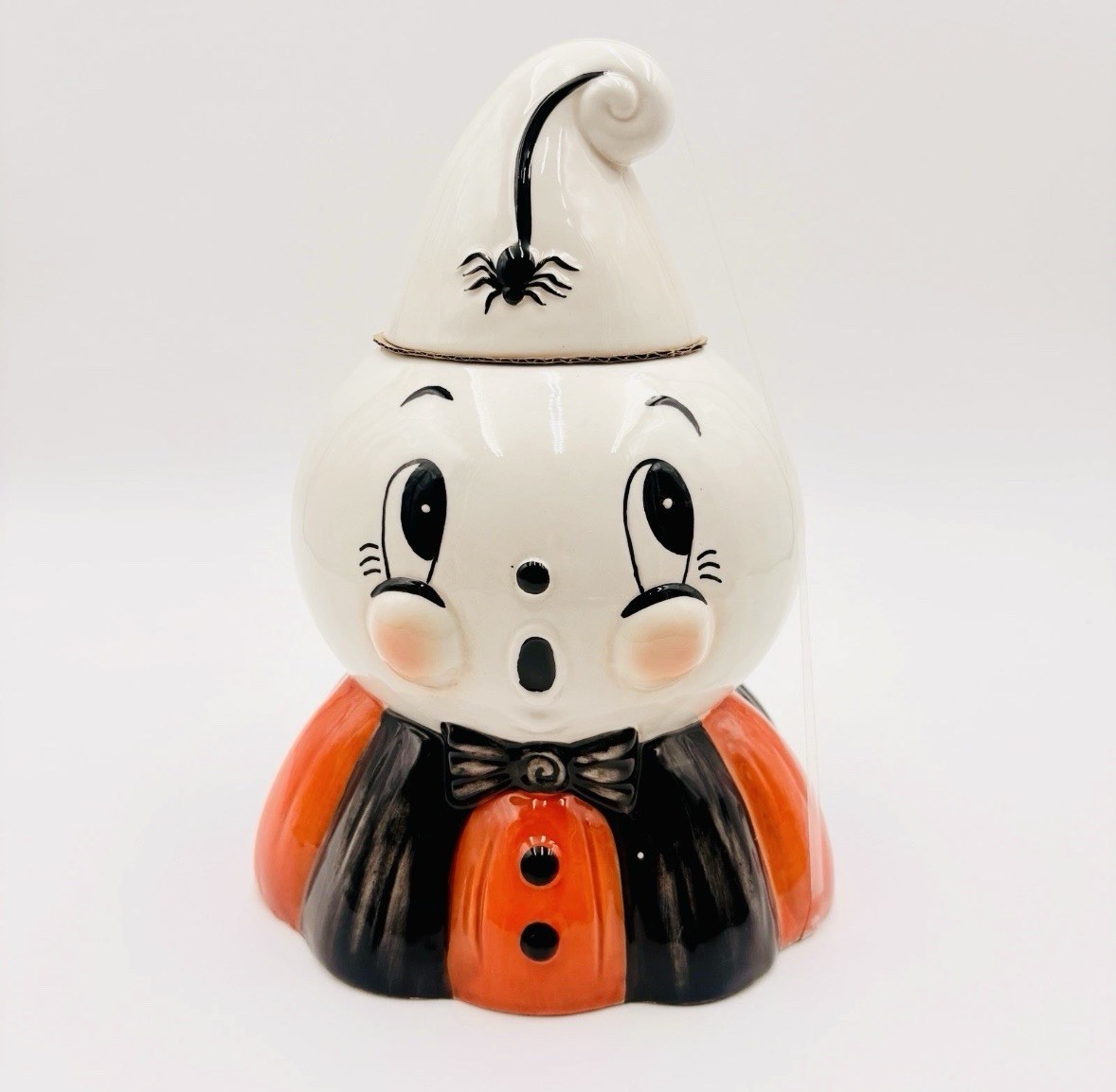 🧡🖤New Johanna Parker Ceramic Ghost Canister Halloween Cookie Jar HTF 🧡🖤New Johanna Parker Ceramic Ghost Canister Halloween Cookie Jar HTF