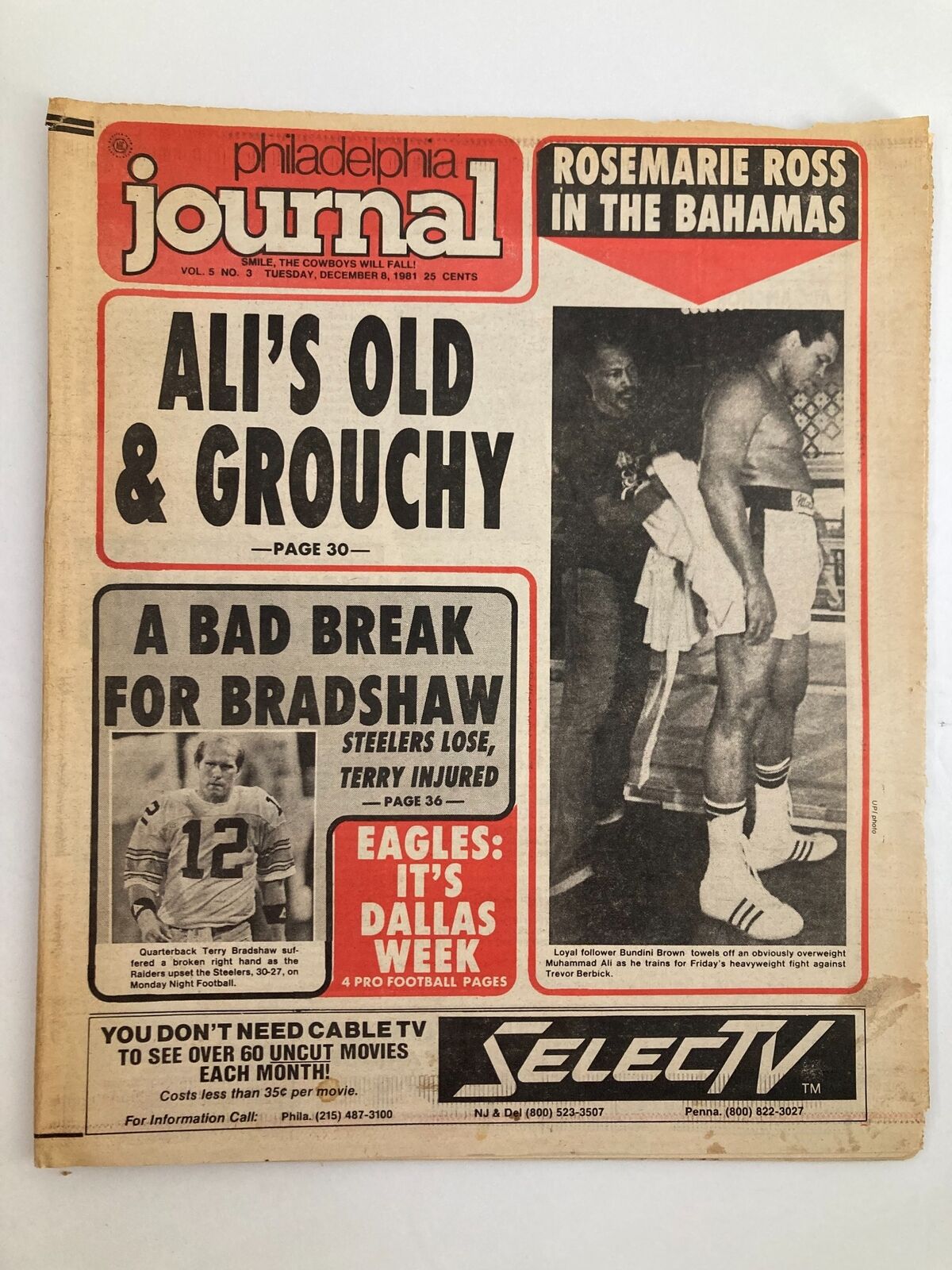 Philadelphia Journal Tabloid December 8 1981 Vol 5 3 NFL Steelers Terry Bradshaw