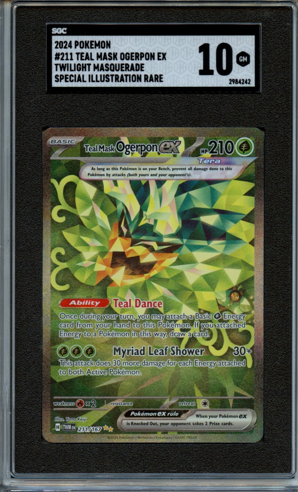 2024 Pokemon Teal Mask Ogerpon EX Special Illustration Rare SGC 10 2024 Pokemon Teal Mask Ogerpon EX Special Illustration Rare SGC 10