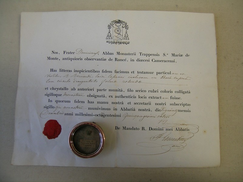 Relquary  relic Saint Bernard of Corleone (Capuchin lay-brother) healing animals