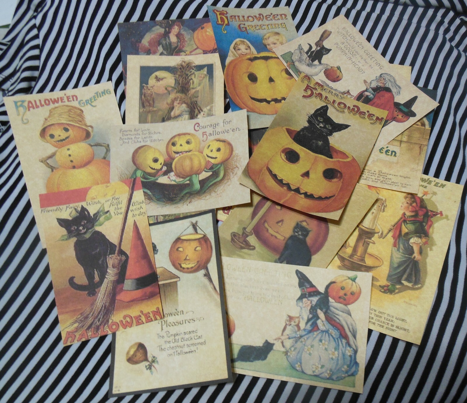 Set of 16 Vintage/Victorian/Primitive look Halloween vintage postcard images #3