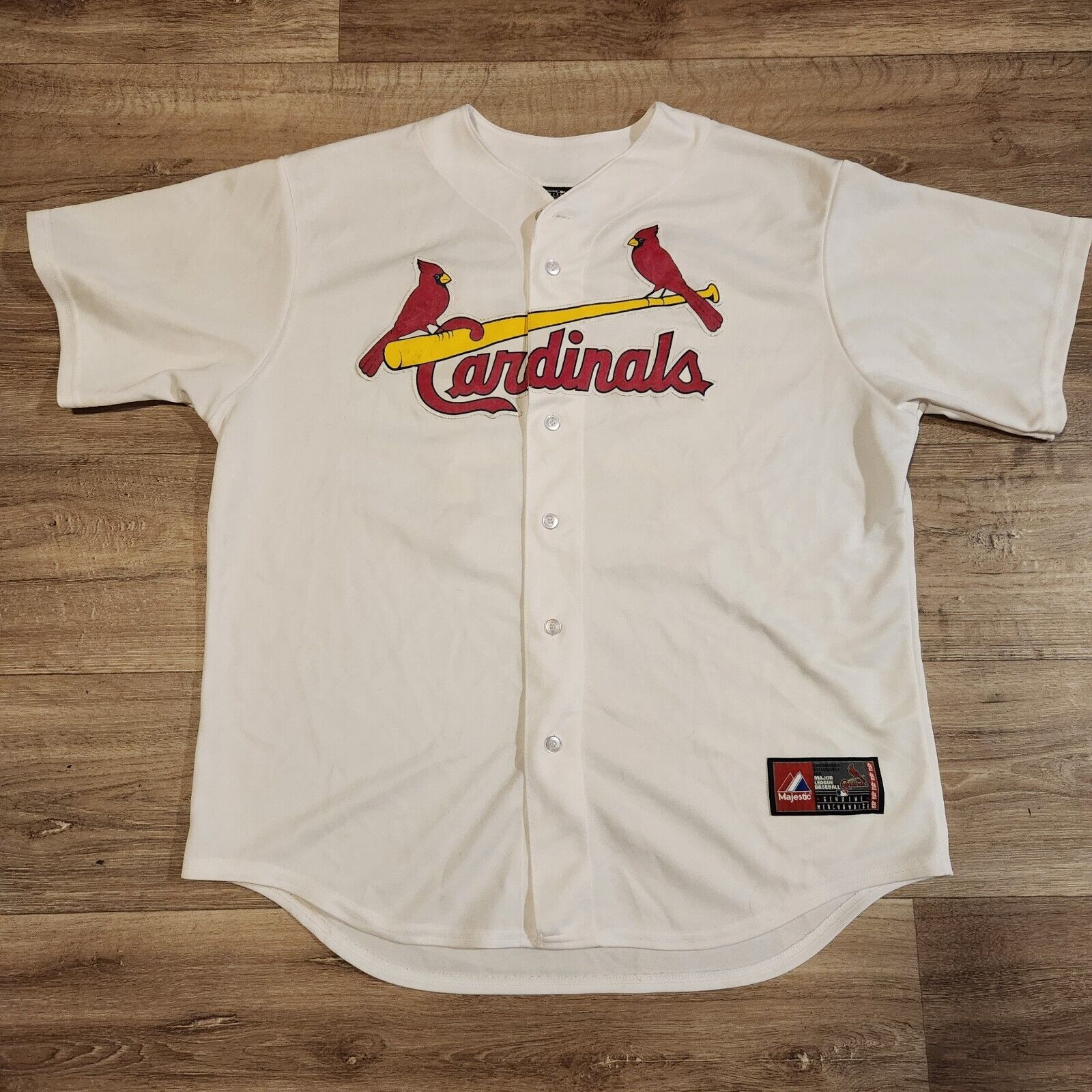 David Freese St. Louis Cardinals Majestic MLB Home White Jersey Mens XL - FADED